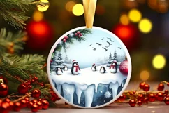 3D Watercolor Winter Penguins PNG Product Image 3