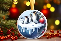 3D Watercolor Winter Penguins PNG Product Image 3