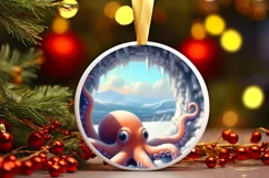 Snow Wall Octopus Digital Painting Sublimation PNG Product Image 2