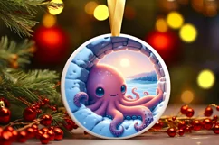 Snow Octopus Wall Painting Sublimation PNG Product Image 2