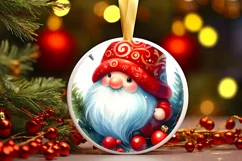Round Christmas Gnome Ornament PNG Product Image 1