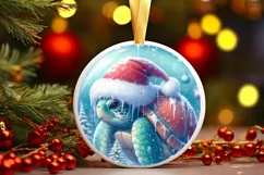 Digital Painted Turtle Christmas Ornament PNG Product Image 2