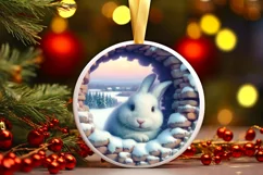 Snow Rabbit Wall Painting Sublimation PNG Product Image 3
