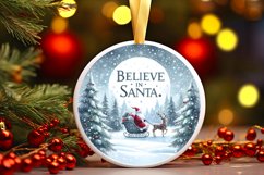 Winter Scene Believe in Santa Round Ornament Sublimation PNG Product Image 1