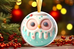 Pastel Owl Christmas Ornament PNG Product Image 2