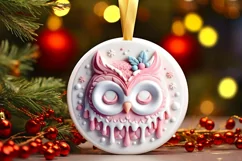 Pastel Owl Christmas Ornament PNG Product Image 1