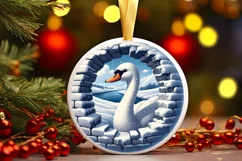 Snow Swan Wall Painting Sublimation PNG Product Image 1