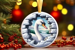 Snow Made Wall Swan Ornament PNG Product Image 2