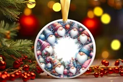 Round Winter Scene with Gnomes Ornament PNG Product Image 3
