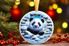 Snow Panda Wall Painting Sublimation PNG Product Image 1