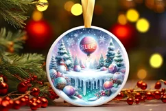 3D Round Christmas Ornament Sublimation PNG Product Image 3