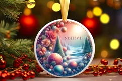 3D Round Christmas Ornament Sublimation PNG Product Image 3