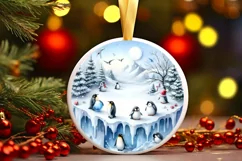 3D Winter Scene with Penguins Melting Edges PNG Product Image 3
