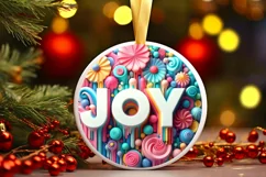 Pastel 3D Martzipan Joy Ornament Sublimation PNG Product Image 3