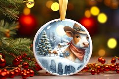 3D Round Watercolor Christmas Ornament Sublimation PNG Product Image 3