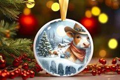 3D Round Watercolor Christmas Ornament Sublimation PNG Product Image 3