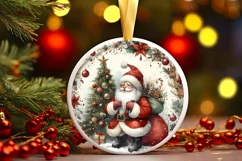 Santa Zebra Portrait Round Ornament PNG Product Image 3