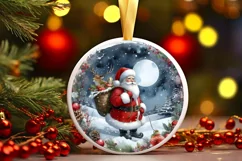 Santa Zebra Portrait Round Ornament PNG Product Image 1
