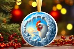 Melting Ice Wall Chicken Round Ornament PNG Product Image 1