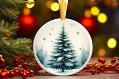 Christmas Tree Round Ornament Sublimation PNG Product Image 3