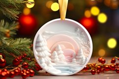 Pastel Winter Scene Round Ornament Sublimation PNG Product Image 3