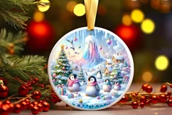 Penguins Winter Scene Ornament Sublimation PNG Product Image 3