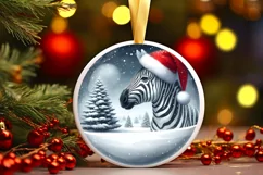 Zebra Portrait Christmas Ornament PNG Product Image 1