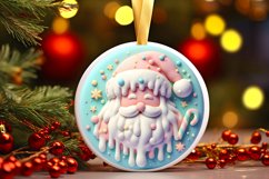 Pastel Santa Round Ornament Sublimation PNG Product Image 3