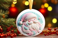Pastel Santa Round Ornament Sublimation PNG Product Image 3