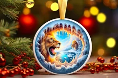 Melting Ice Wall Lion Round Ornament PNG Product Image 1