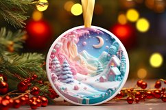 Winter Scene Round Ornament Sublimation PNG Product Image 3