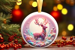 Deer Round Ornament Sublimation PNG Product Image 1