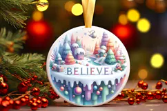 Round Christmass Ornament Sublimation|Clipart Product Image 1