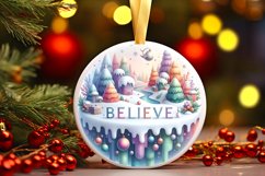 Winter Scene with Large Text Christmas Round Ornament Product Image 3