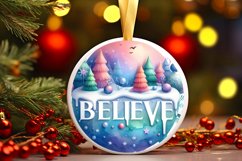 Winter Scene with Large Text Christmas Round Ornament Product Image 3
