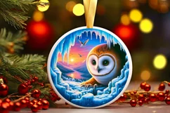 Melting Ice Wall Owl Round Ornament PNG Product Image 1