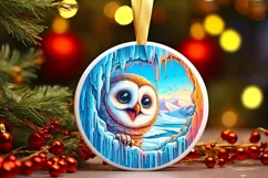 Melting Ice Wall Owl Round Ornament PNG Product Image 2