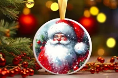 Santa Christmas Round Ornament Sublimation PNG Product Image 3