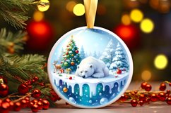 Winter Scene with Polar Bear Round Ornament Sublimation PNG Product Image 3