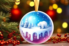 Winter Scene with Polar Bear Round Ornament Sublimation PNG Product Image 3