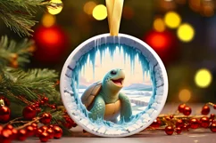 Melting Ice Wall Turtle Round Ornament PNG Product Image 2