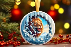 Digital Painting Melting Ice Wall Lion Round Ornament Product Image 1