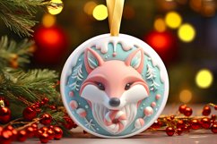 3D Martzipan Polar Bear Round Ornament Sublimation PNG Product Image 3