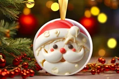 Santa Round Ornament Sublimation PNG Product Image 3