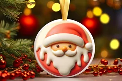Santa Round Ornament Sublimation PNG Product Image 1