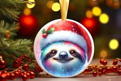 Pastell Watercollor Sloth Portrait Round Ornament Product Image 2