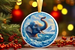 Melting Ice Wall Elephant Round Ornament PNG Product Image 3
