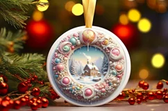 Pastel Christmas Candy Scene Sublimation PNG Product Image 1