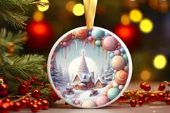 Detailed Digital Painting Molten Candy Winter Scene Round Product Image 2