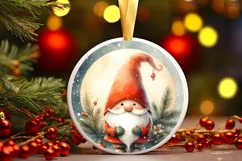 Gnome Christmas Round Ornament Sublimation PNG Product Image 3